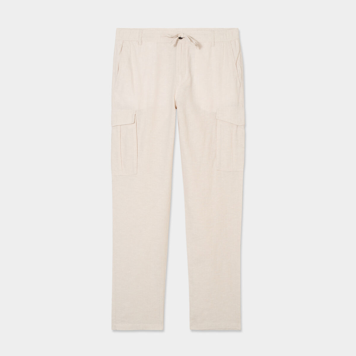 Pantalon cargo en lin m&eacute;lang&eacute; gris clair homme