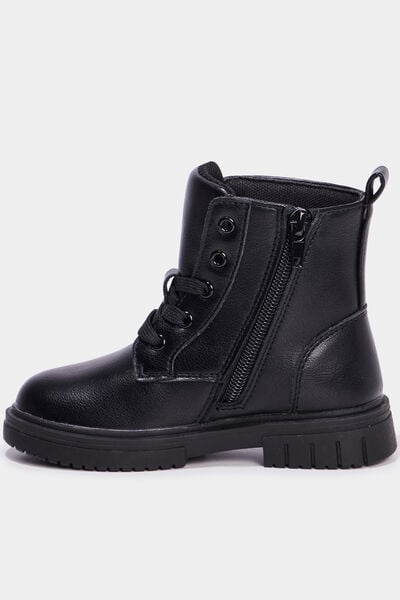 Boots &agrave; lacets noir fille