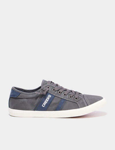Tennis basses en toile effet denim gris homme