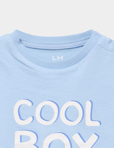 T-shirt manches courtes coton bleu pastel b&eacute;b&eacute; gar&ccedil;on