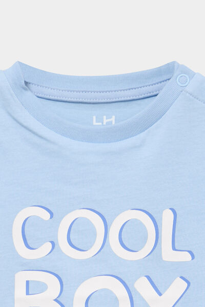 T-shirt manches courtes coton bleu pastel b&eacute;b&eacute; gar&ccedil;on