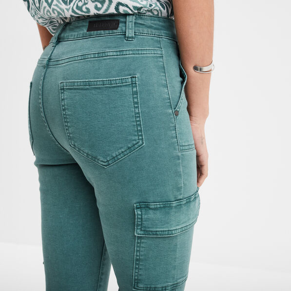 Pantalon cargo skinny 7/8ème Liberto vert foncé femme