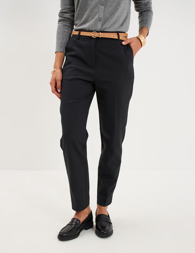 Pantalon chino ceinture amovible noir femme