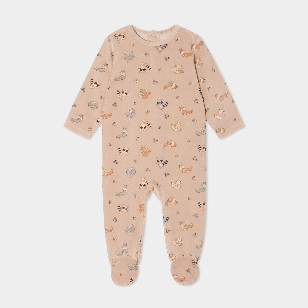 Dors-bien effet velours manches longues taupe bébé garçon