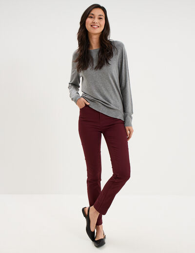 Pantalon slim stretch violet fonc&eacute; femme
