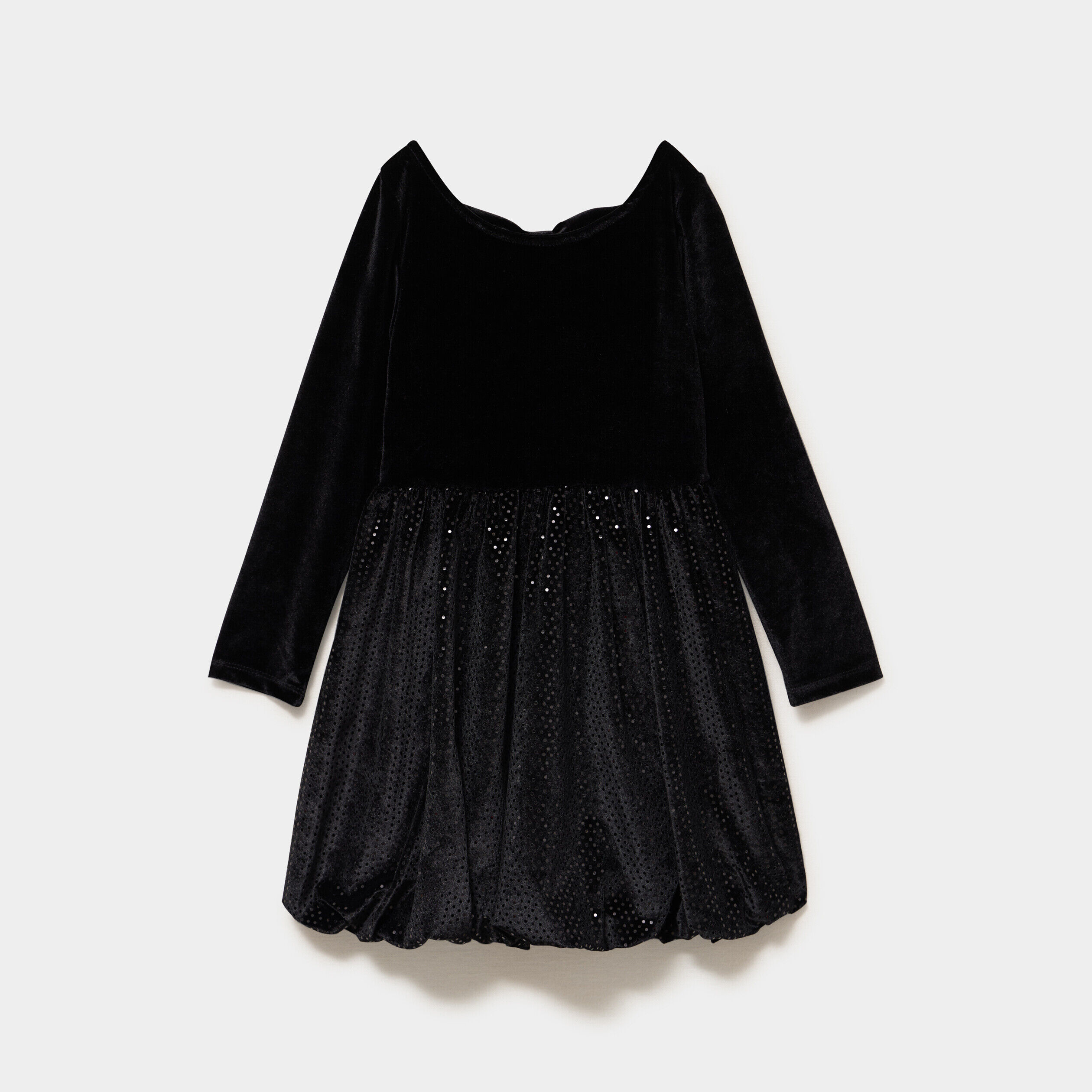 Robe patineuse effet velours et strass noir fille LIBERTO
