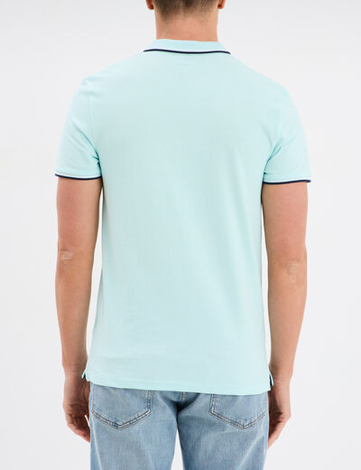 Polo avec broderie poitrine coton Creeks bleu turquoise homme