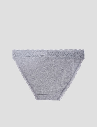 Lot 3 culottes en coton détail dentelle gris femme