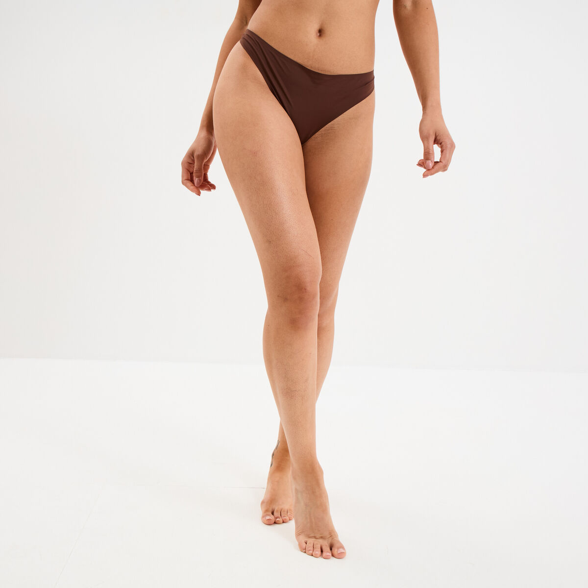 String microfibre sans coutures marron femme