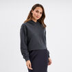 Sweat &agrave; capuche hoodie coton gris fonc&eacute; femme