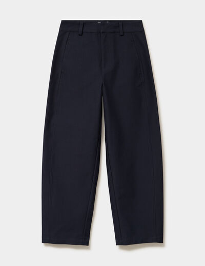 Pantalon ballon taille haute bleu fonc&eacute; femme