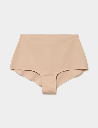 Culotte taille haute microfibre beige femme