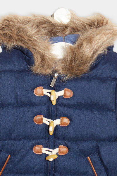 Manteau bébé garçon écru avec doublure fourrure