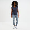 T-shirt col v poche poitrine Creeks bleu marine femme