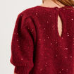 Pull sequins et manches courtes ballons rouge femme
