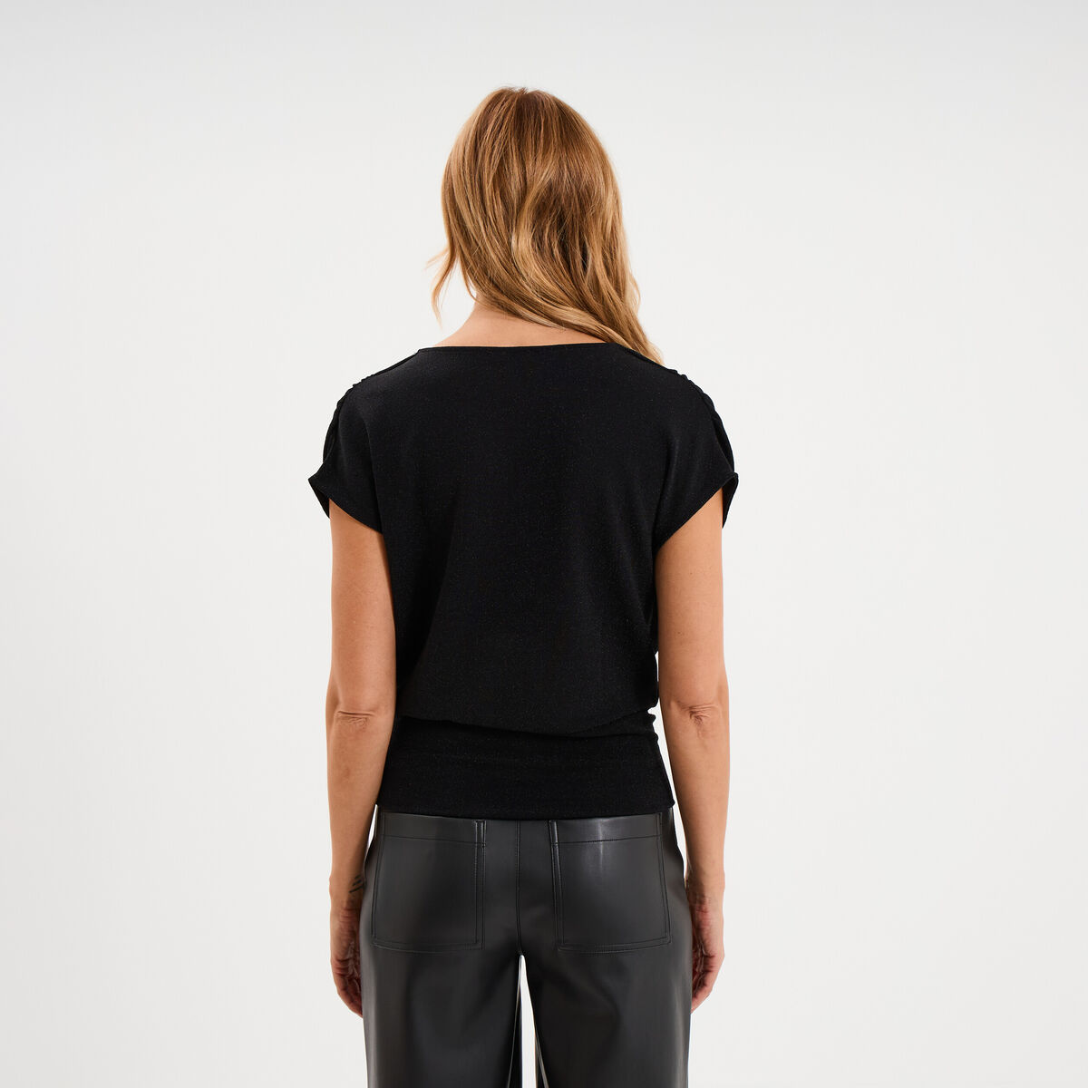 Haut Cache T-shirt Noir – Taille 22 – Marque Glamorosa – Viscose – Manches Courtes – Neuf Avec étiquettes