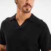 Polo manches courtes textur&eacute; coton noir homme