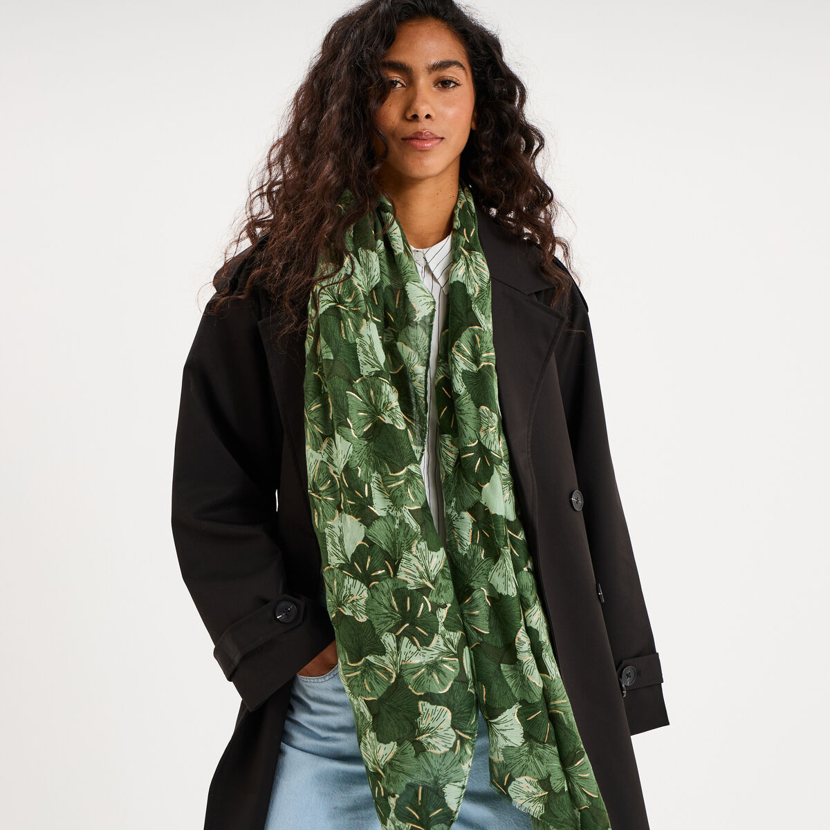 Foulard vert kaki femme