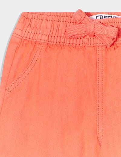 Short coton taille élastiquée à cordons rouge corail bébé garçon