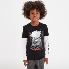T-shirt manches longues coton Kakashi noir garçon