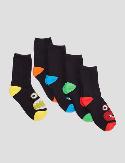 Lot 5 paires chaussettes coton noir garçon