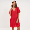 Robe courte fluide manches courtes rouge femme