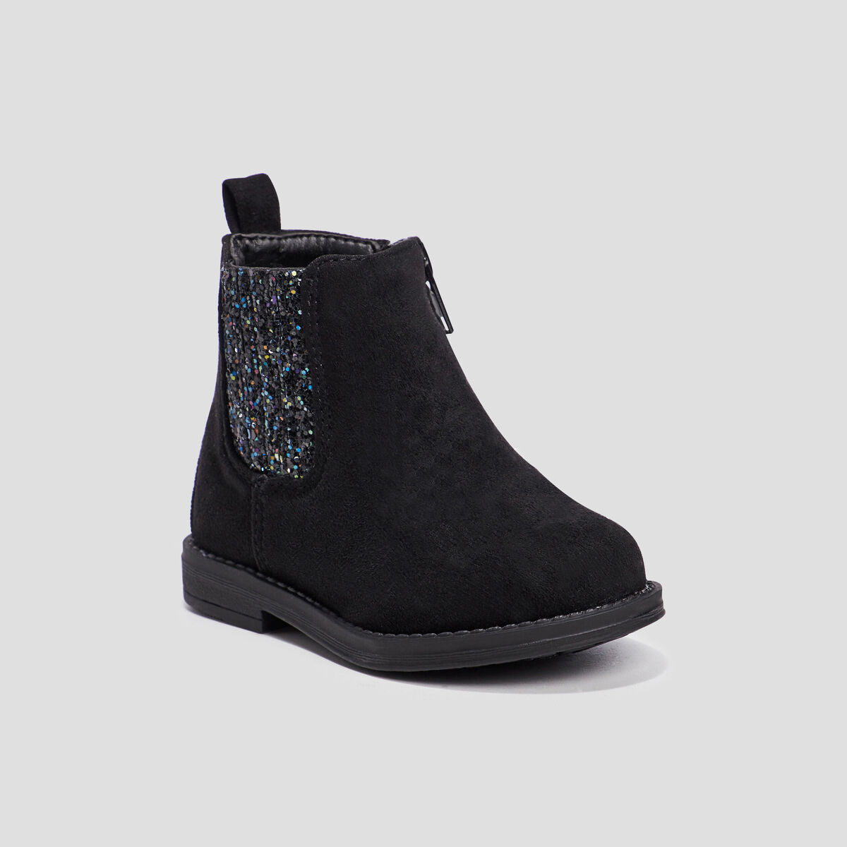 Bottines paillet&eacute; chelsea zipp&eacute;es noir b&eacute;b&eacute; fille