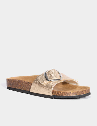 Mules jaune or femme