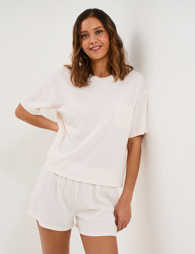 Ensemble pyjama short et t-shirt rose clair femme