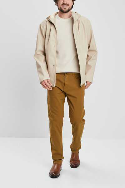 Pull avec col rond à relief creme homme