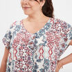 Blouse col en V manches courtes ecru femme grande taille
