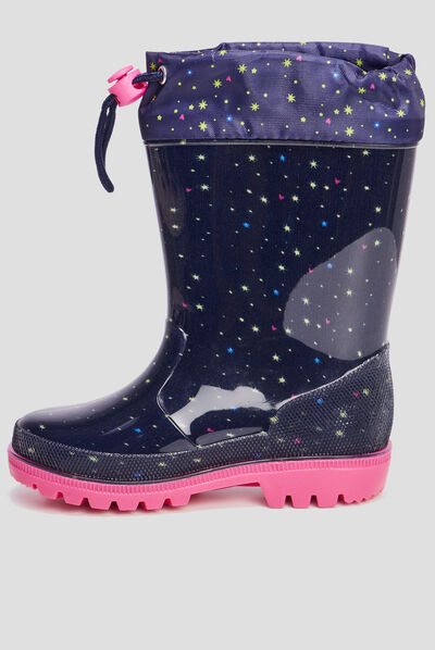 Bottes de pluie avec coulisse bleu marine fille
