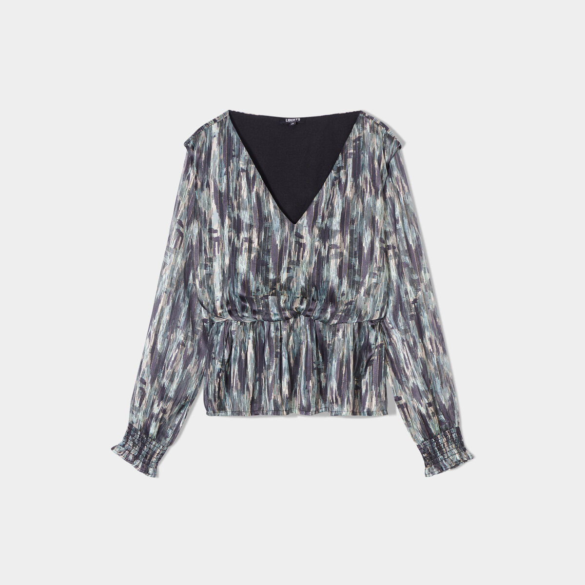 Blouse cintrée col en V Liberto vert kaki femme