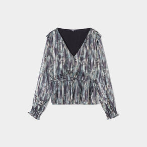 Blouse cintrée col en V Liberto vert kaki femme