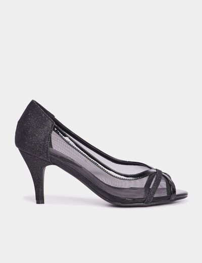 Escarpins talons et mesh Mosquitos noir femme