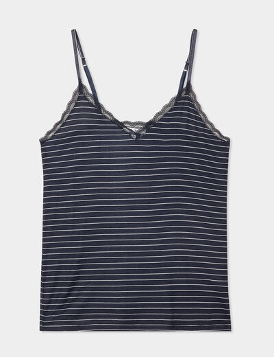 Haut de pyjama débardeur à bretelles bleu marine femme