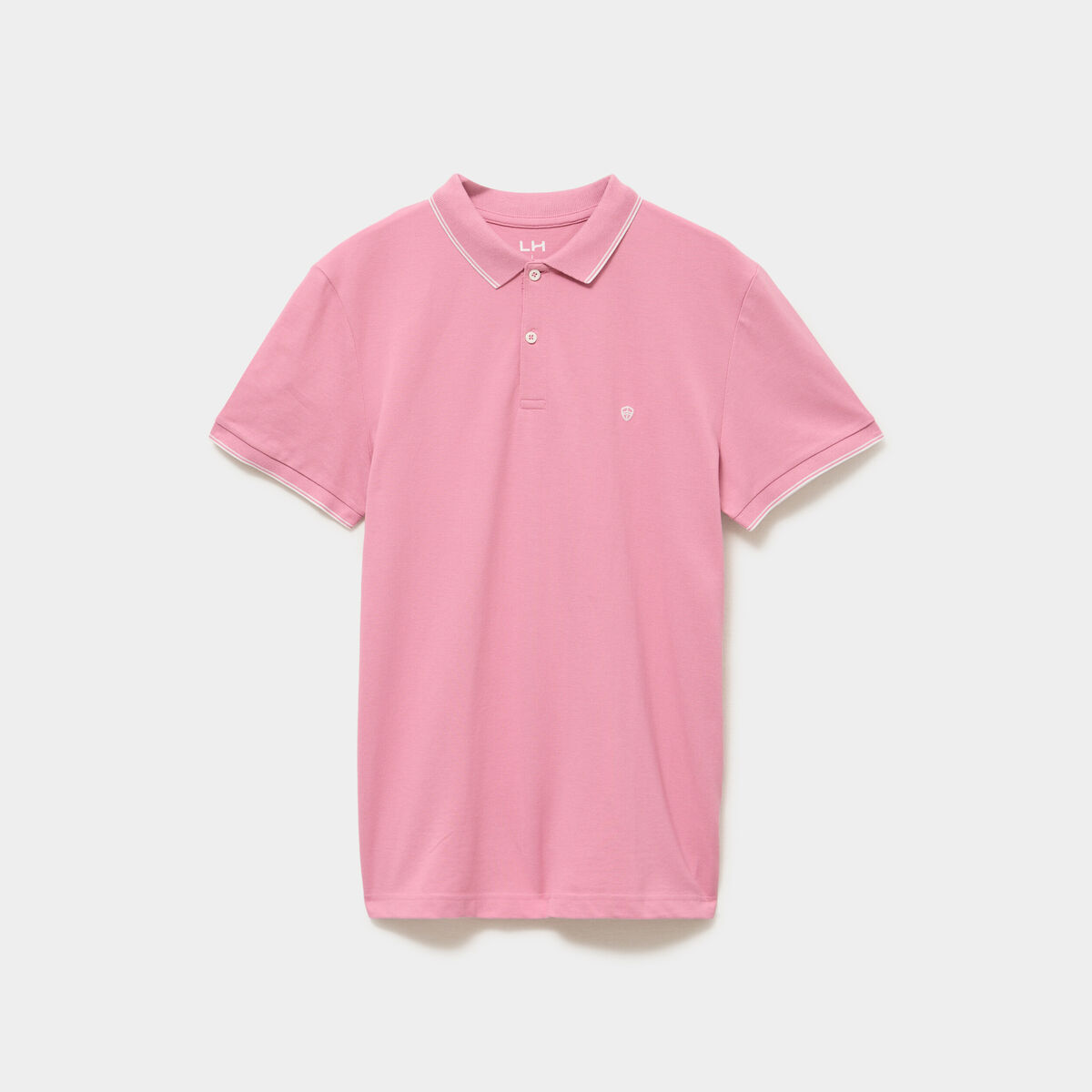 Polo piqu&eacute; coton manches courtes rose homme