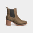 Bottines chelsea &agrave; talons aspect su&eacute;dine vert kaki femme