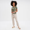 T-shirt taille effet noué coton vert émeraude femme