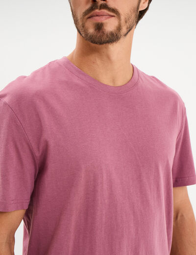 T-shirt droit en coton manches courtes mauve homme
