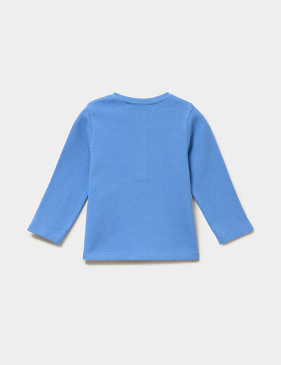 T-shirt col tunisien manches longues bleu lavande b&eacute;b&eacute; gar&ccedil;on