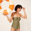 Maillot de bain une pièce détail crochet vert kaki femme