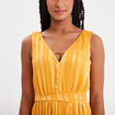 Robe longue fluide col détail bijou jaune foncé femme