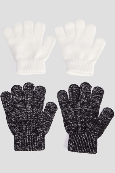 Lot 2 paires de gants noir femme