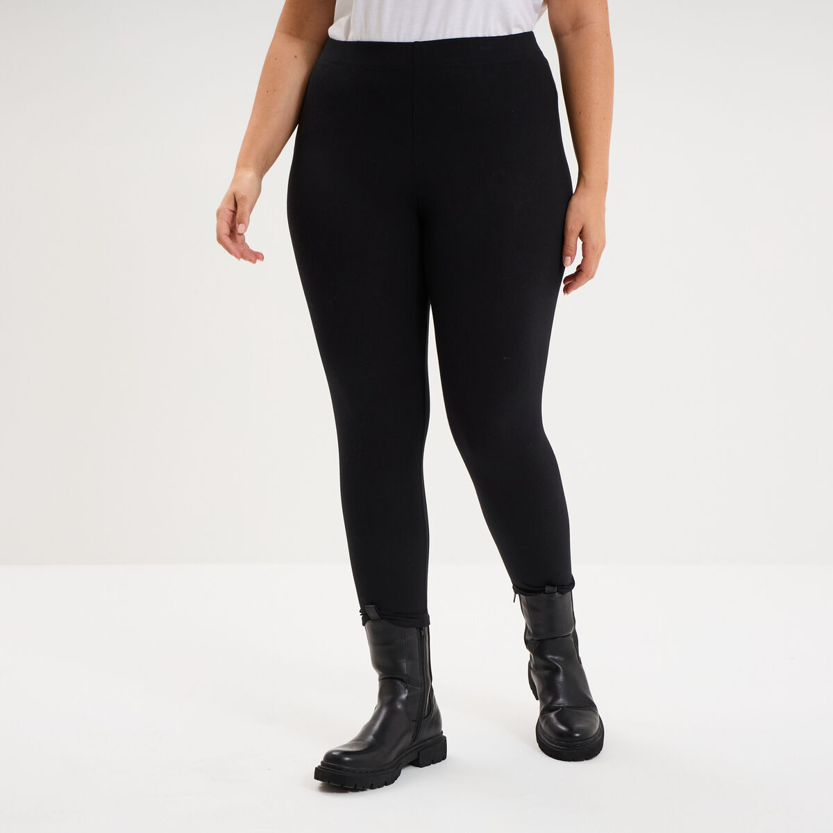 Legging corsaire taille &eacute;lastiqu&eacute;e noir femme grande taille
