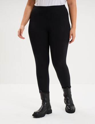 Legging corsaire taille &eacute;lastiqu&eacute;e noir femme grande taille