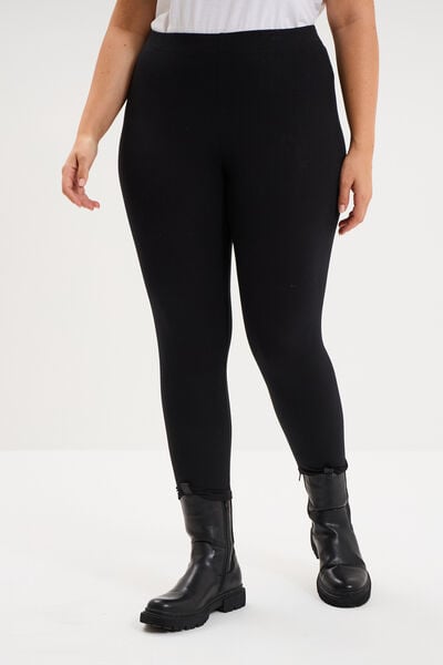 Legging corsaire taille &eacute;lastiqu&eacute;e noir femme grande taille