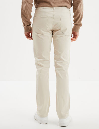 Pantalon droit en coton stretch beige homme