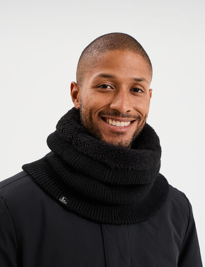Tour de cou tricot&eacute; doubl&eacute; noir homme
