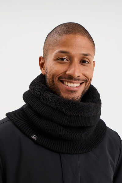 Tour de cou tricot&eacute; doubl&eacute; noir homme